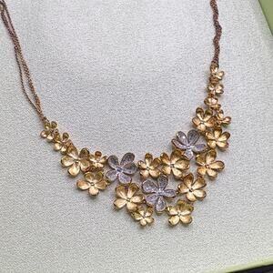 Ross-Simons Topaz & Diamond Floral Cluster Necklace